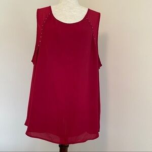 Torrid red chiffon studded tank top size 3